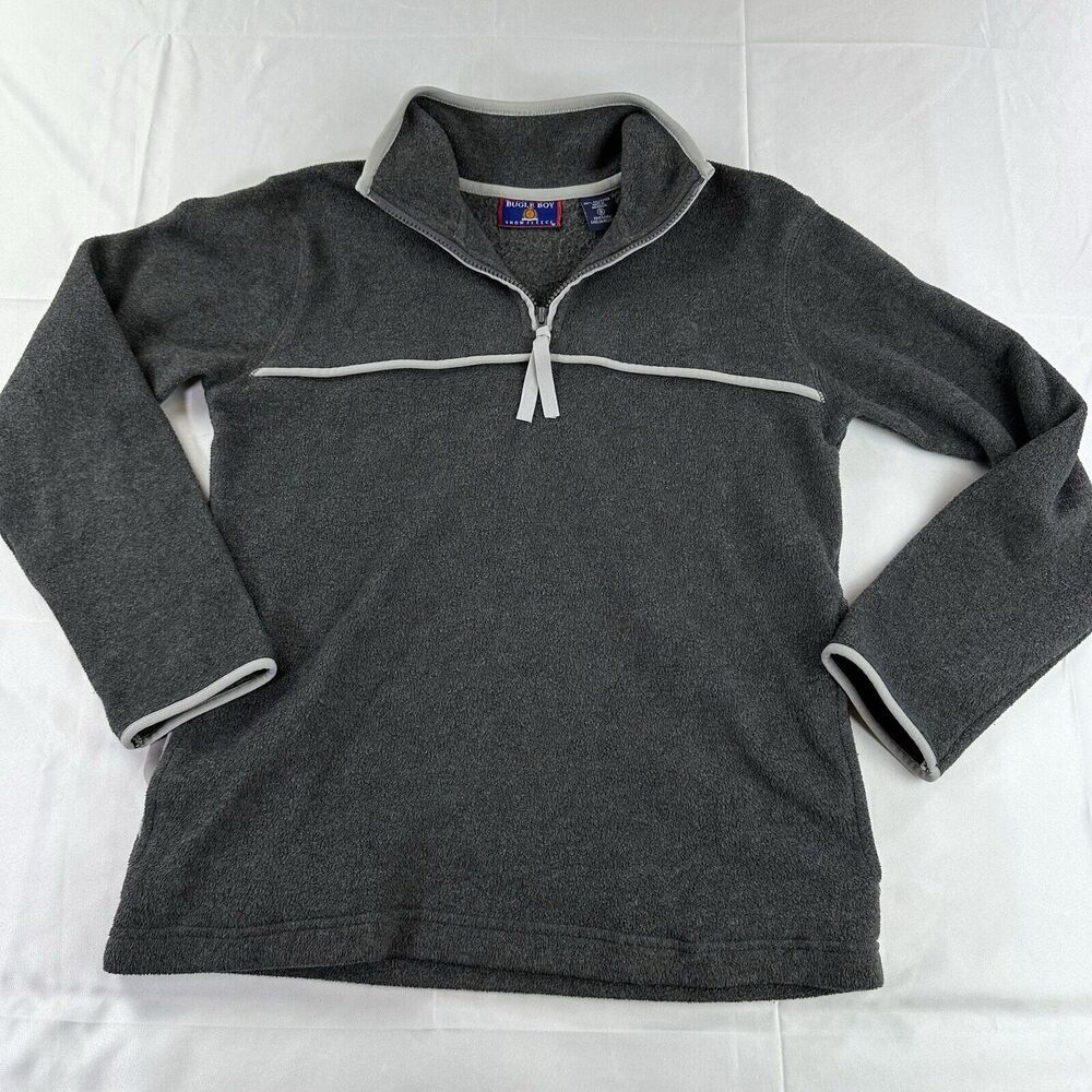 Vintage Bugle Boy Snow Fleece Gray Pullover 1/4 Zip Sweatshirt Men’s Small
